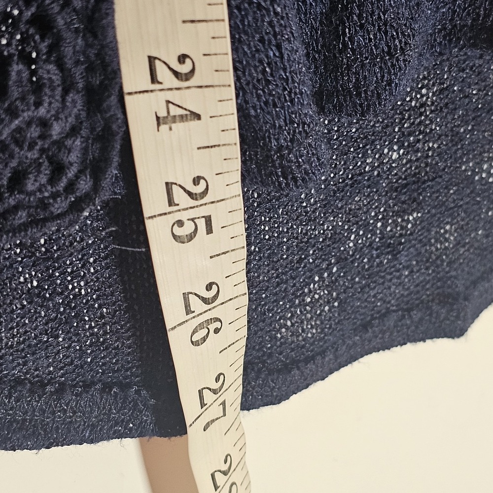 I.N. San Francisco Sweater Womens Small Navy Blue Crochet Hem Lightweight Top S - Picture 10 of 11